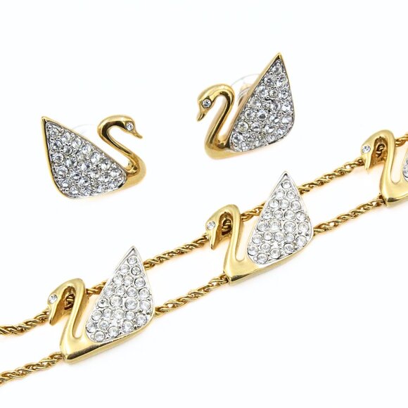 Splendid SWAROVSKI Crystals Swan Bracelet Earrings Set - Picture 1 of 7